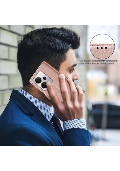 Litchi Doku Rfıd Pu Kılıf Realme 14 5g Global (Yurt Dışından)