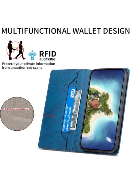 Realme 13+ Için Manyetik Rfıd Pu Kılıf (Yurt Dışından)