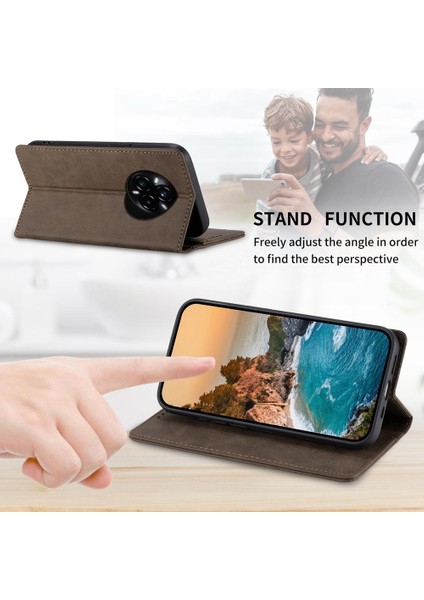 Realme 14 Pro Için Manyetik Rfıd Pu Kılıf (Yurt Dışından)