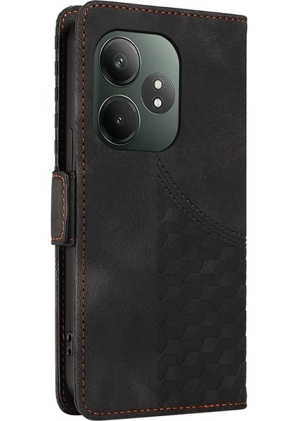 Realme Gt 6 / Gt Neo6 Se Için Kabartmalı Eşkenar Dörtgen Deri Kılıf (Yurt Dışından)