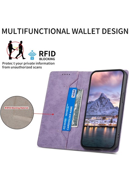Realme 14 Pro Için Manyetik Rfıd Pu Kılıf (Yurt Dışından)