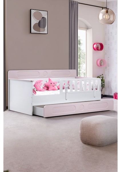 Yavrulu Karyola, Flora Yavrulu Montessori Karyola - Pembe + 2 Adet Comfort Yatak