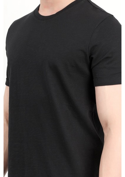 Erkek Bisiklet Yaka Basic %100 Pamuklu T-Shirt Siyah - 25Y 2735 fiyatları