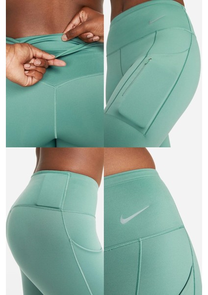 Trainng Go Dri Fit Infinalock Full Length 6 Cepli Toparlayıcı Reflektörlü Antrenman Taytı Yeşil