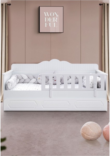 Yavrulu Karyola, Flower Yavrulu Montessori Karyola - Beyaz + 2 Adet Comfort Yatak modelleri