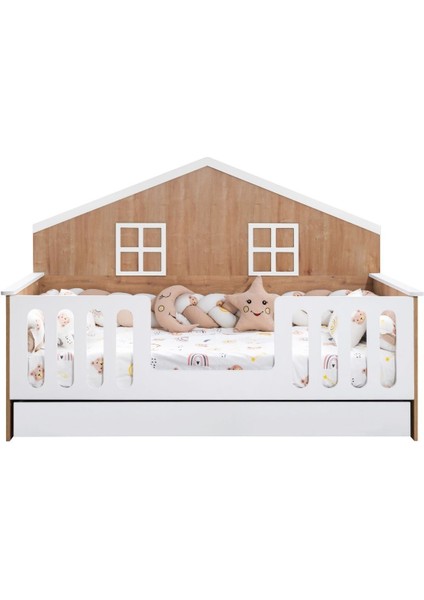 Yavrulu Karyola, Bello Yavrulu Montessori Yatak - Ceviz + 1 Adet Comfort Yatak