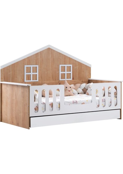 Yavrulu Karyola, Bello Yavrulu Montessori Yatak - Ceviz + 1 Adet Comfort Yatak