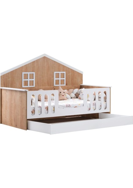 Yavrulu Karyola, Bello Yavrulu Montessori Yatak - Ceviz + 1 Adet Comfort Yatak