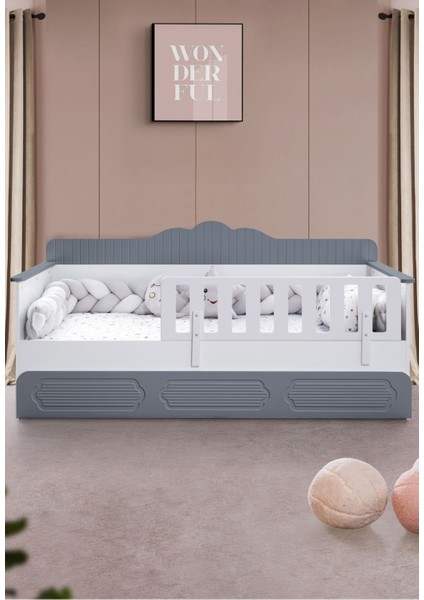 Yavrulu Karyola, Flower Yavrulu Montessori Karyola - Gri + 1 Adet Comfort Yatak modelleri