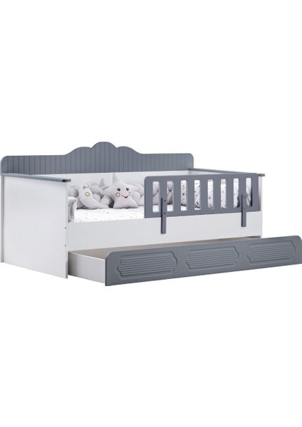 Yavrulu Karyola, Flower Yavrulu Montessori Karyola - Gri + 1 Adet Comfort Yatak