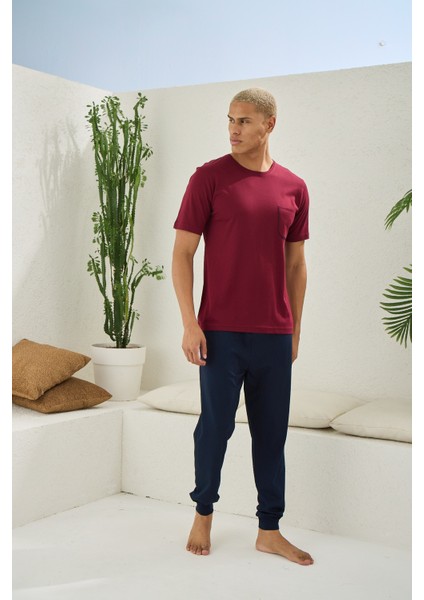 O Yaka Ribana Paça Modal Pijama Takım 2089