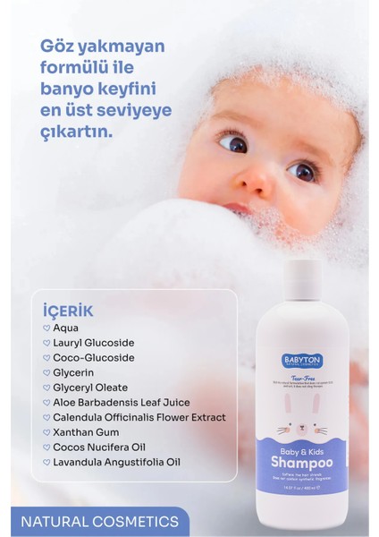 Göz Yakmayan Doğal İçerikli Bebek ve Çocuk Şampuanı 400 ml