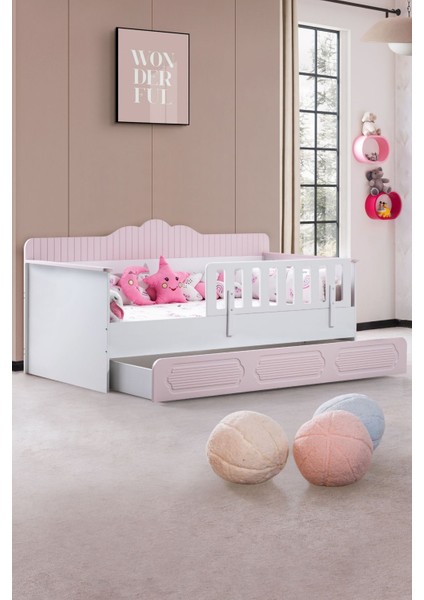 Yavrulu Karyola, Flower Yavrulu Montessori Karyola - Pembe + 1 Adet Comfort Yatak