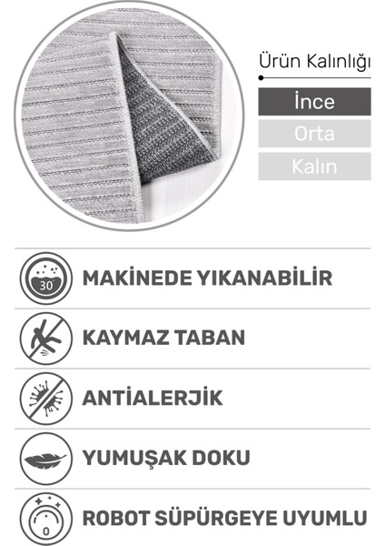Lidya Gri Pamuk Dokuma Yumuşak Halı | Kaymaz Tabanlı, Kolay Temizlenen ve Modern Tasarımlı Kilim