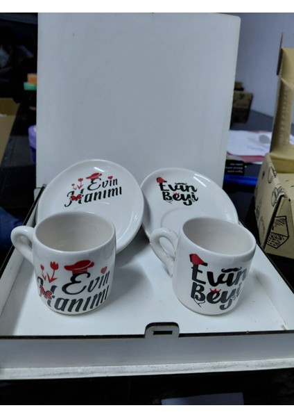 Kütahya Seramik Evin Hanımı & Evin Beyi 2’li Kahve Fincan Takımı – Hediyelik özel tasarım