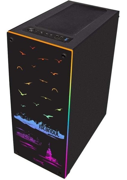 Istanbul 1x Fan Siyah USB 3.0 (Powersız) Atx Ön Panel Rgb LED Ofis Kasası