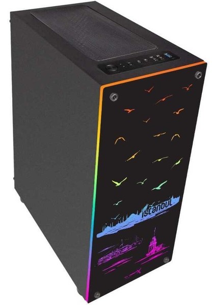 Istanbul 1x Fan Siyah USB 3.0 (Powersız) Atx Ön Panel Rgb LED Ofis Kasası