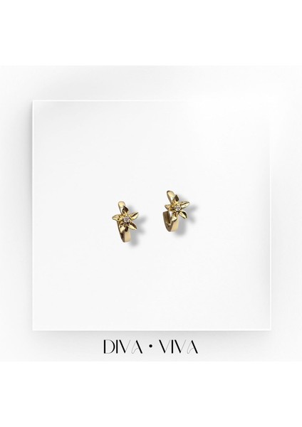 Divaviva - Vıp 14K Taşlı Mini Çiçek Kadın - Mini Flora Küpe modelleri