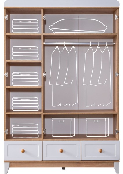 Bello Çocuk Odası Takımı, Bello Yavrulu Karyola, Berlin 3 Kapaklı Dolap - Ceviz fırsatları