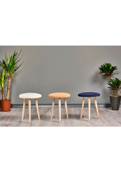 Puf Gürgen Ahşap Retro Ayaklı Dekoratif Puf Tabure Bench Sehpa Sandelye