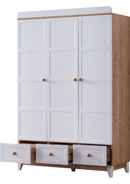 Mira Çocuk Odası Takımı, Mira Yavrulu Karyola, Berlin 3 Kapaklı Dolap, Şifonyer - Ceviz fırsatları