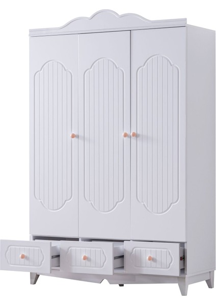 Poli Çocuk Odası Takımı, Poli Yavrulu Karyola, Flower 3 Kapaklı Dolap, Şifonyer - Pembe fırsatları