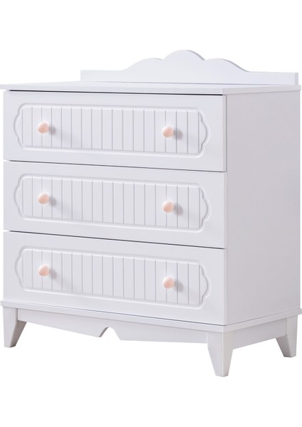 Poli Çocuk Odası Takımı, Poli Yavrulu Karyola, Flower 3 Kapaklı Dolap, Şifonyer - Pembe