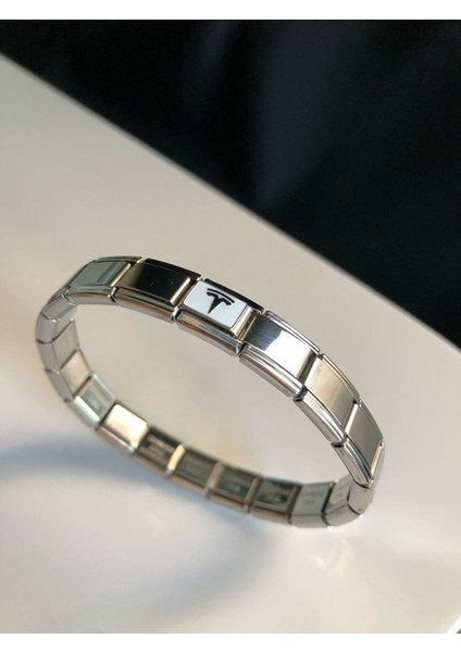 Erkek Kadın Çelik Bileklik - Tesla Logo Model Italy Nomi Charm • Sevgiliye • Eşe • Babaya modelleri