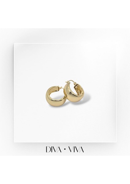 Divaviva - Vıp 14K Vintage Kalın Halka Kadın - Timeless Loop Küpe