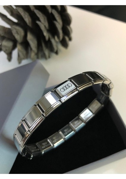 Erkek Kadın Çelik Bileklik - Audi Logo Model Italy Charm Nomi • Sevgiliye • Eşe • Babaya fiyatları