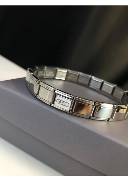 Erkek Kadın Çelik Bileklik - Audi Logo Model Italy Charm Nomi • Sevgiliye • Eşe • Babaya modelleri