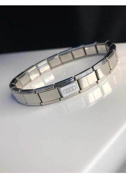 Erkek Kadın Çelik Bileklik - Audi Logo Model Italy Charm Nomi • Sevgiliye • Eşe • Babaya fırsatları