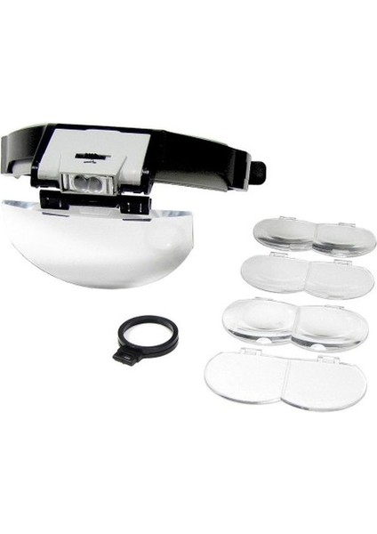 Büro Ev Ofis Için 5lens Takmalı LED Işıklı Büyüteç Şapka Tip Eller Serbest Çalışma Büyüteci