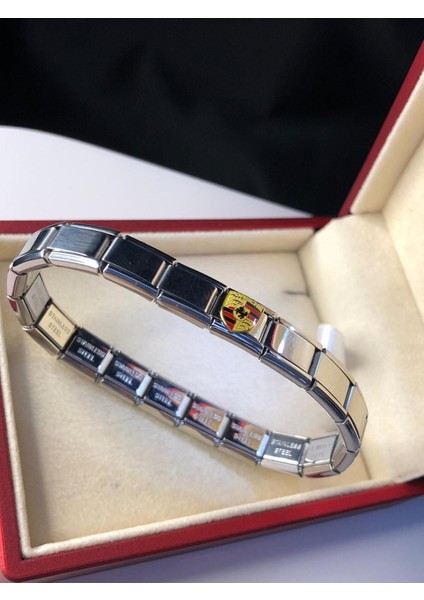 Erkek Kadın Çelik Bileklik - Porsche Logo Model Italy Nomi Charm • Sevgiliye • Eşe • Babaya fiyatları