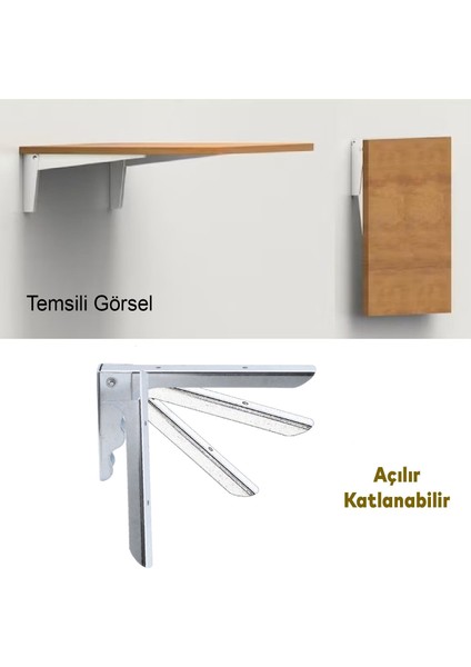 Metal Katlanır Raf Altı Ayağı Duvara Monteli Balkon Masası Sehpası Montajı 18 x 10 cm (2 Adet) indirimleri