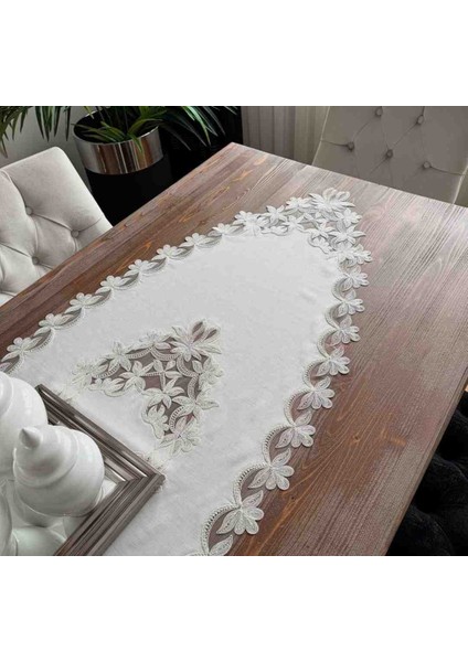 Zeynoceyiz 5 Parça Lüx Gardenya Keten Salon Takımı (Kutulu)