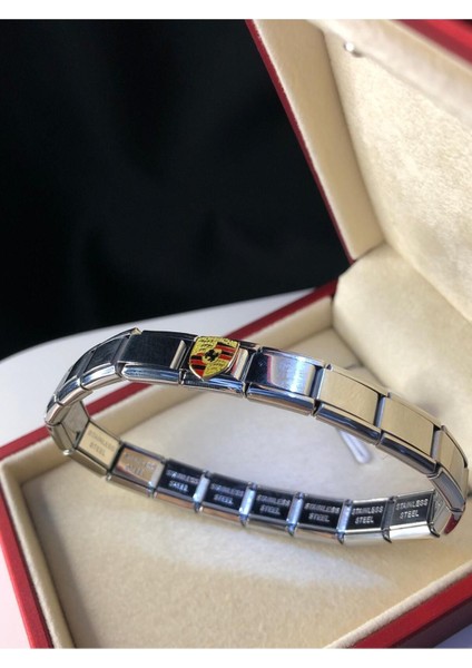 Erkek Kadın Çelik Bileklik - Porsche Logo Model Italy Nomi Charm • Sevgiliye • Eşe • Babaya fırsatları