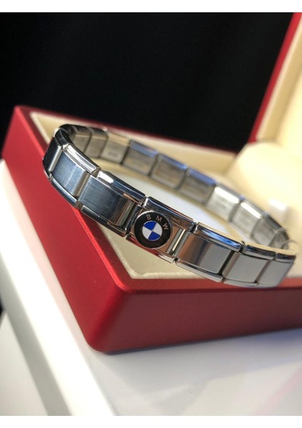 Erkek Kadın Çelik Bileklik - Bmw Logolu Italyan Charm Nomi