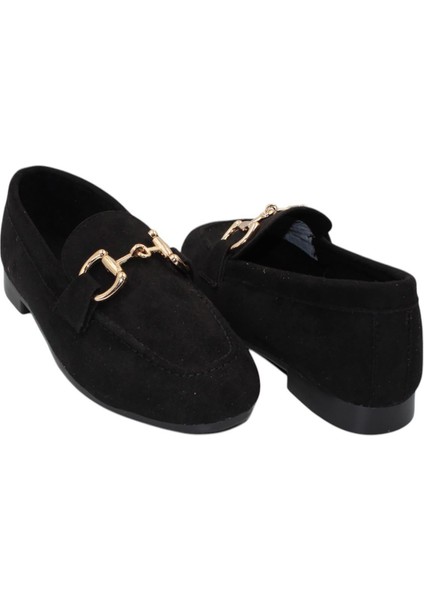 Siyah Kadın Tokalı Günlük Süet Babet Ayakkabı modelleri