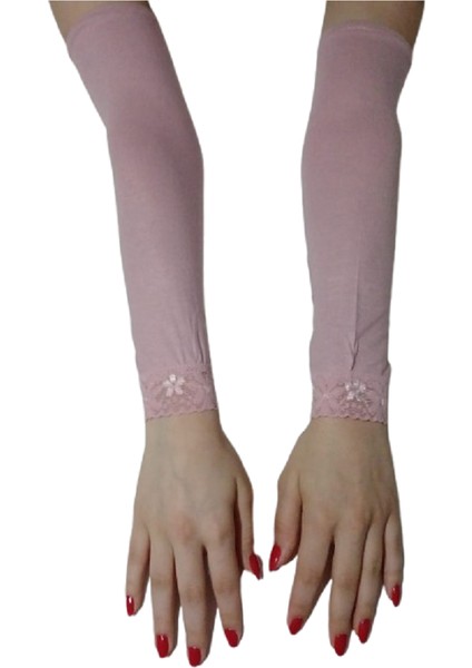 Pembe Dantelli Viskon Kolluk 40 cm