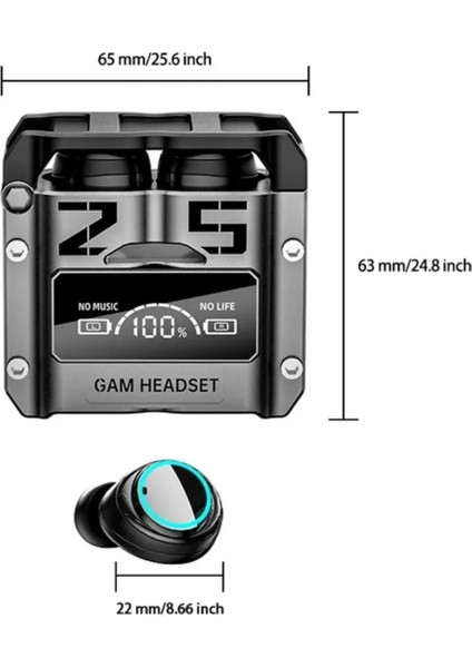 M25 Kablosuz Kulakiçi 5.3 Bluetooth Oyuncu Kulaklık LED Işık, Powerbank Özellikli Kutu Tws Teknolojisi ve Ekran Göstergesi ile Yüksek Performanslı Gaming Kulaklık