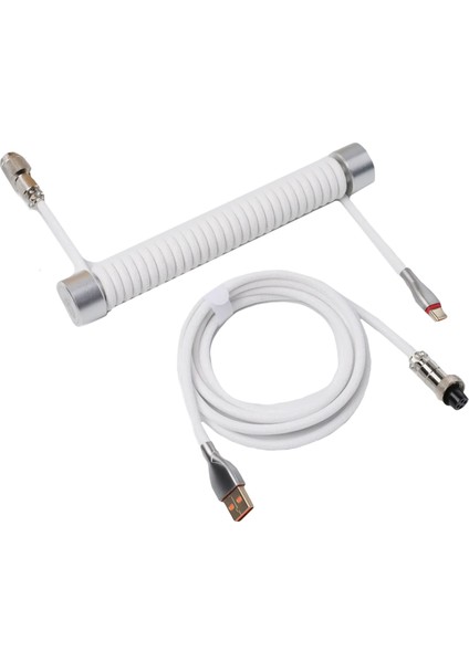 Gravastar Sarmal Aviator USB To Type-C Mekanik Klavye Uyumlu Oyuncu Kablosu, 1.85M, Beyaz