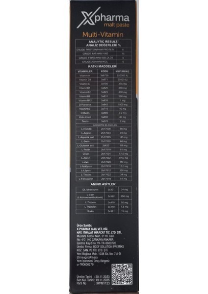 Xpharma Premium Multi-Vitamin 12 Vitamin 5 Amino Asid Malt Pasta modelleri