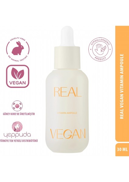 Real Vegan Vitamin Ampoule - NIASINAMID,B5,B7,B12,P ve C Vitaminleri Içeren Hiperpigmentasyon Karşıtı Ampul