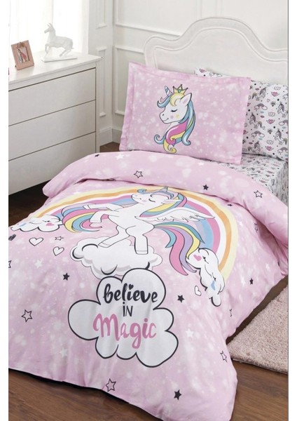 Unicorn Tek Kişilik Lastikli Fitted Çarşaf Nevresim Takımı