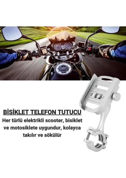 Alüminyum Gidon Sıkıştırmalı Motosiklet Telefon Tutucu Scooter Bisiklet Telefon Tutucu Sarsılmaz