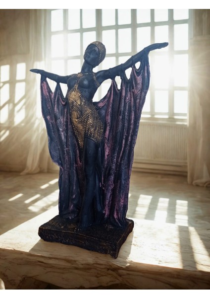 Büyük Boy Dekoratif Kraliçe Semiramis Egzotik Dansçı Art Deco Heykel Biblo 35 cm