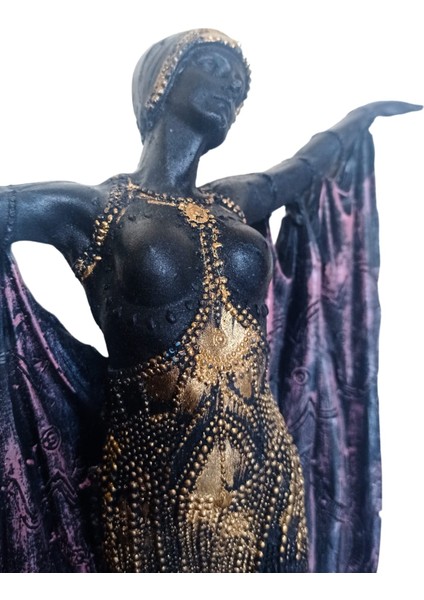Büyük Boy Dekoratif Kraliçe Semiramis Egzotik Dansçı Art Deco Heykel Biblo 35 cm