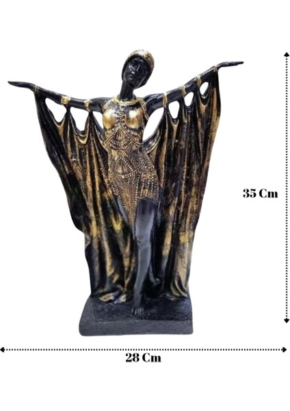 Büyük Boy Dekoratif Kraliçe Semiramis Egzotik Dansçı Art Deco Heykel Biblo 35 cm