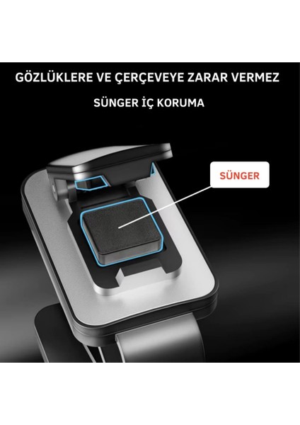 Klipsli 180 Araç Içi Gözlük Tutucu Kart Tutucu Mandallı Süngerli Oto Araç Gözlük Tutacagi